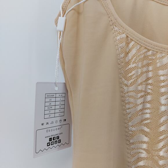 Ekouaer Womens Dress Slip Beige Stretch US Size 6 Full Cami - Picture 7 of 16